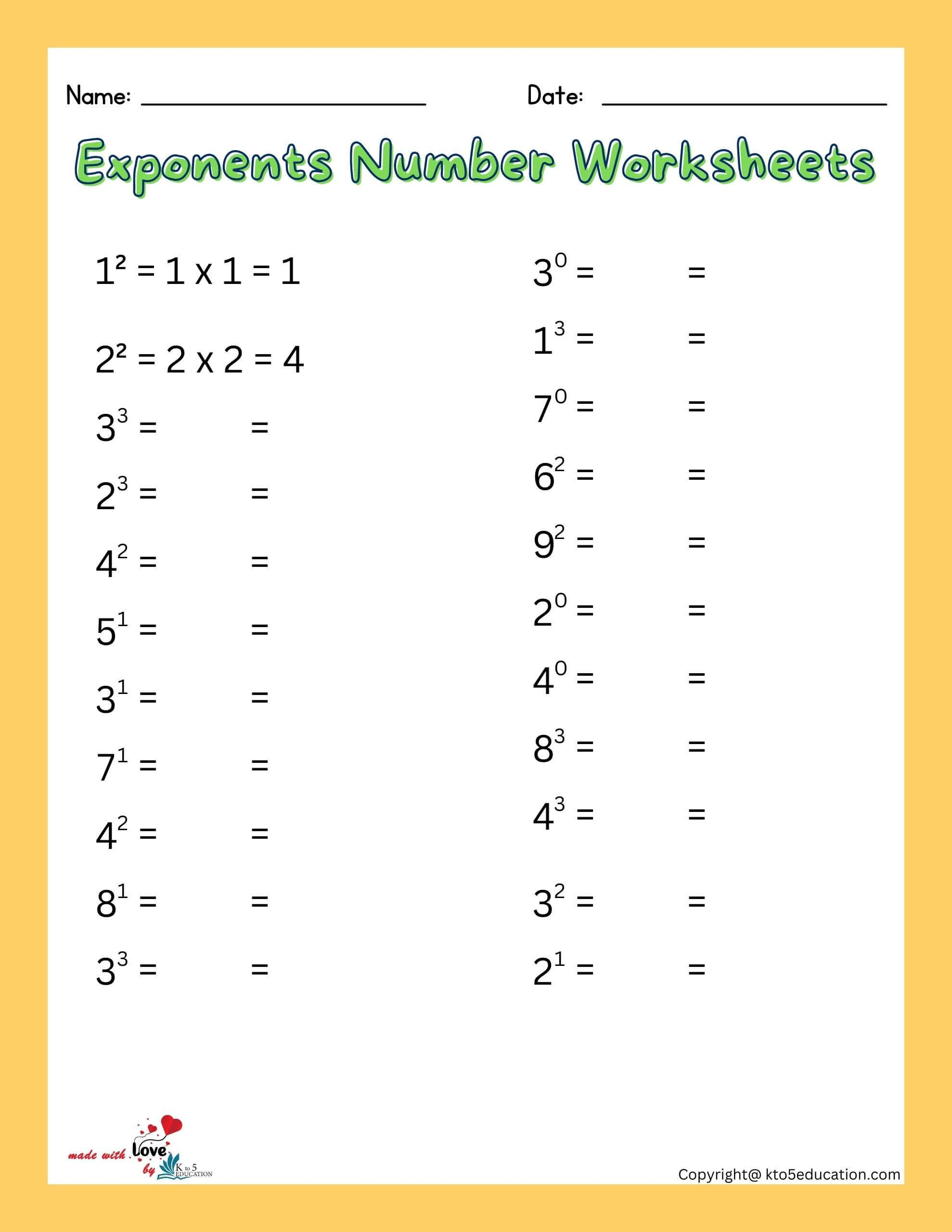 35 Exponents Simplify Worksheet Pdf