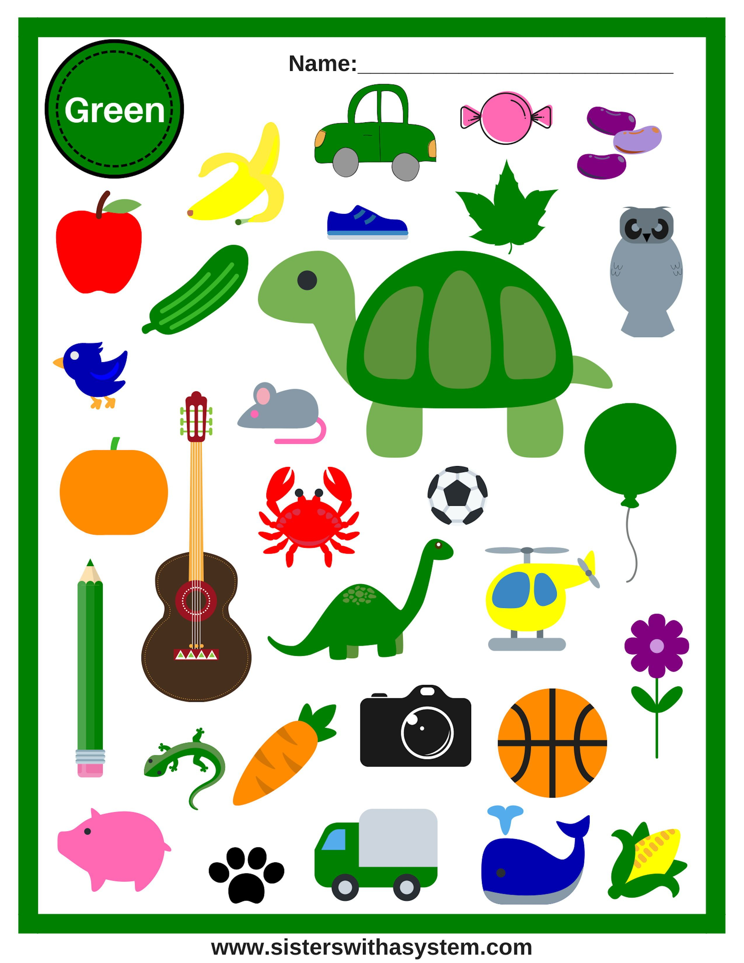 35 Green Colour Worksheet Download