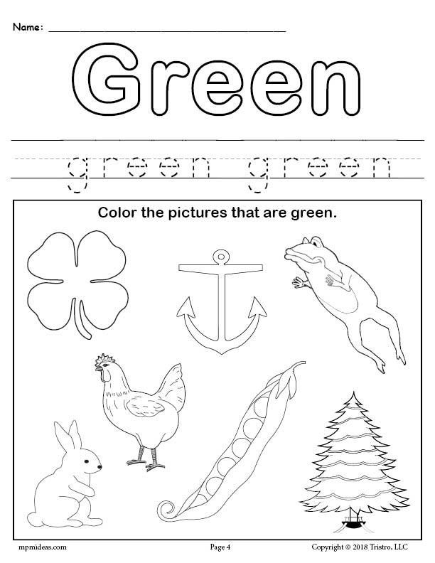 35 Green Colour Worksheet Download