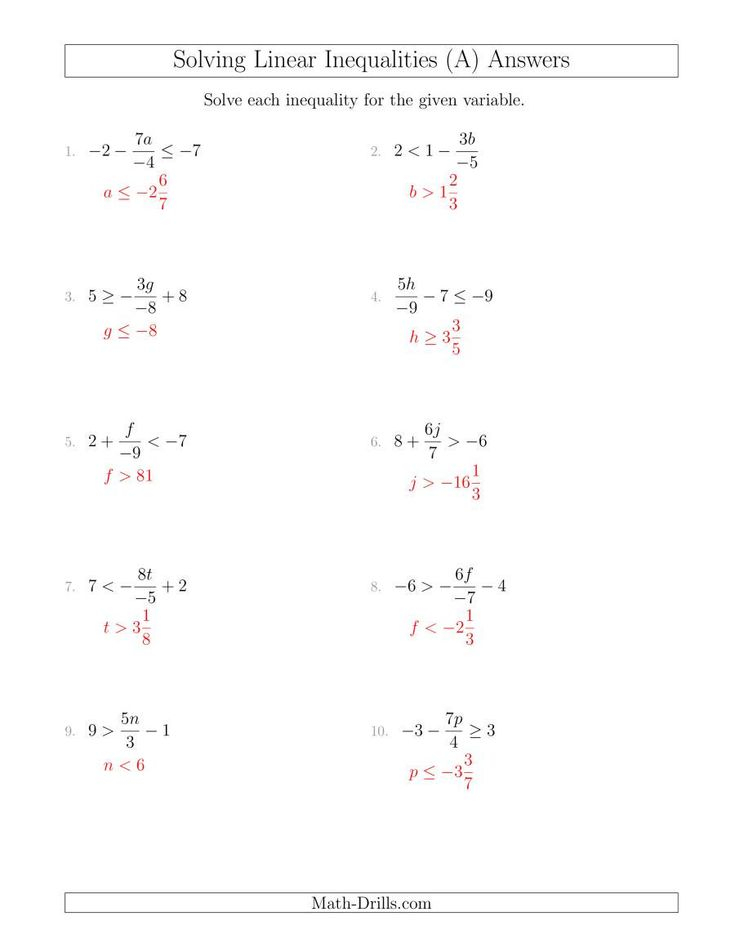 35 Linear Inequalities Worksheet Free