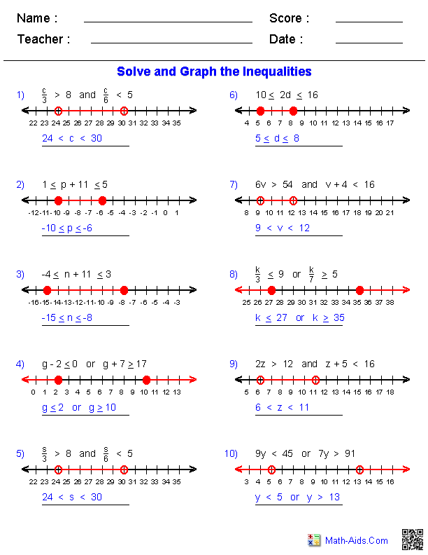 35 Linear Inequalities Worksheet Pdf