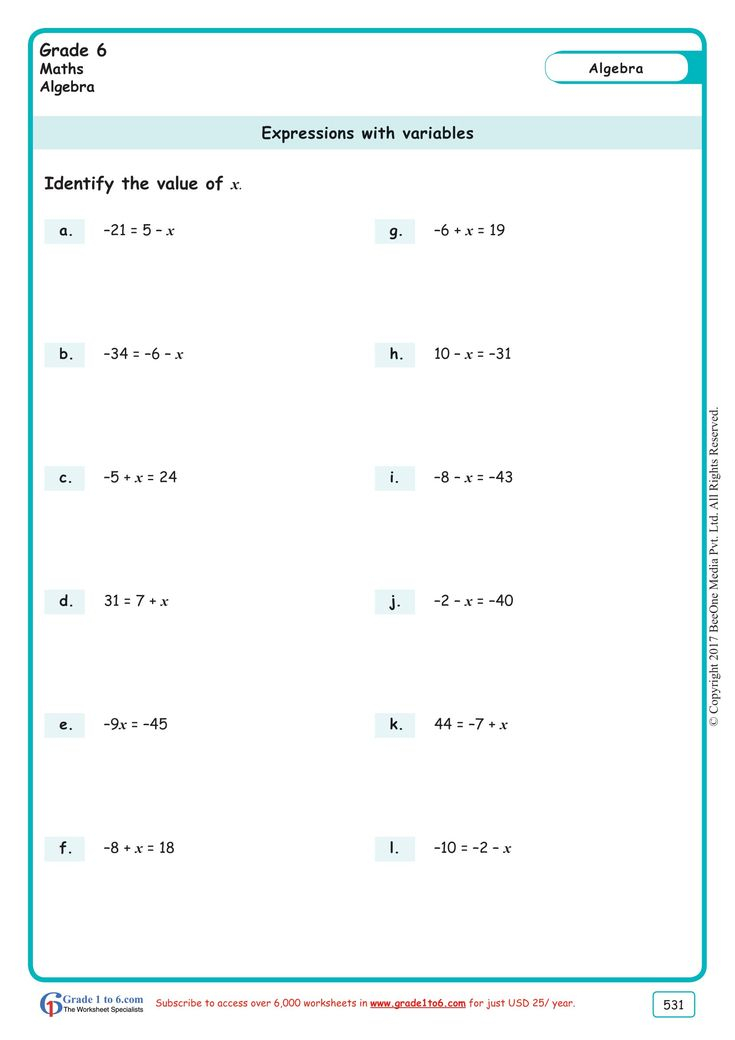 35 Math Algebra Worksheets Free