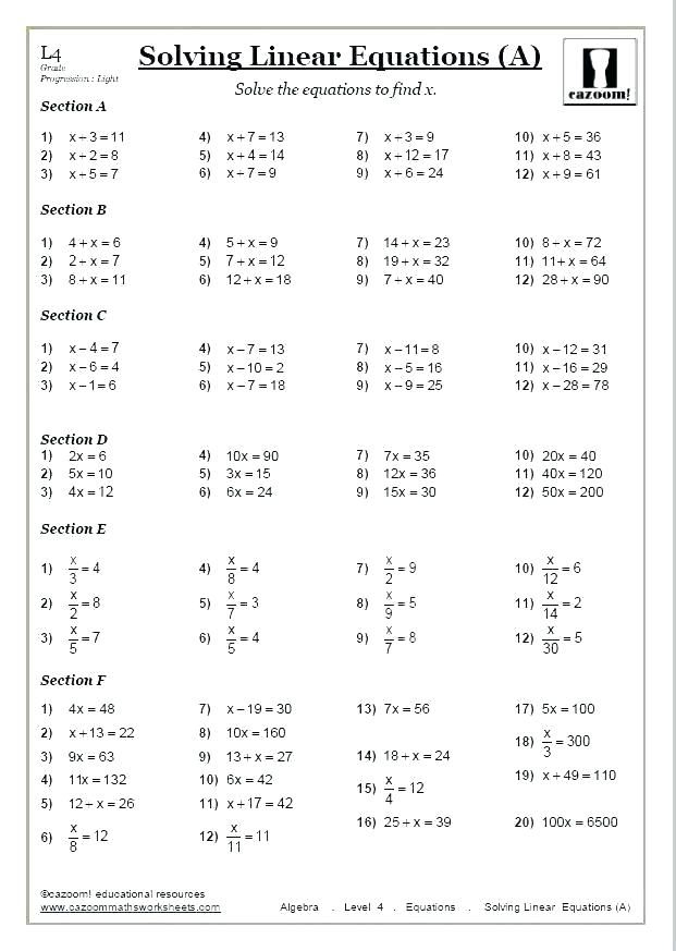 35 Math Algebra Worksheets Pdf