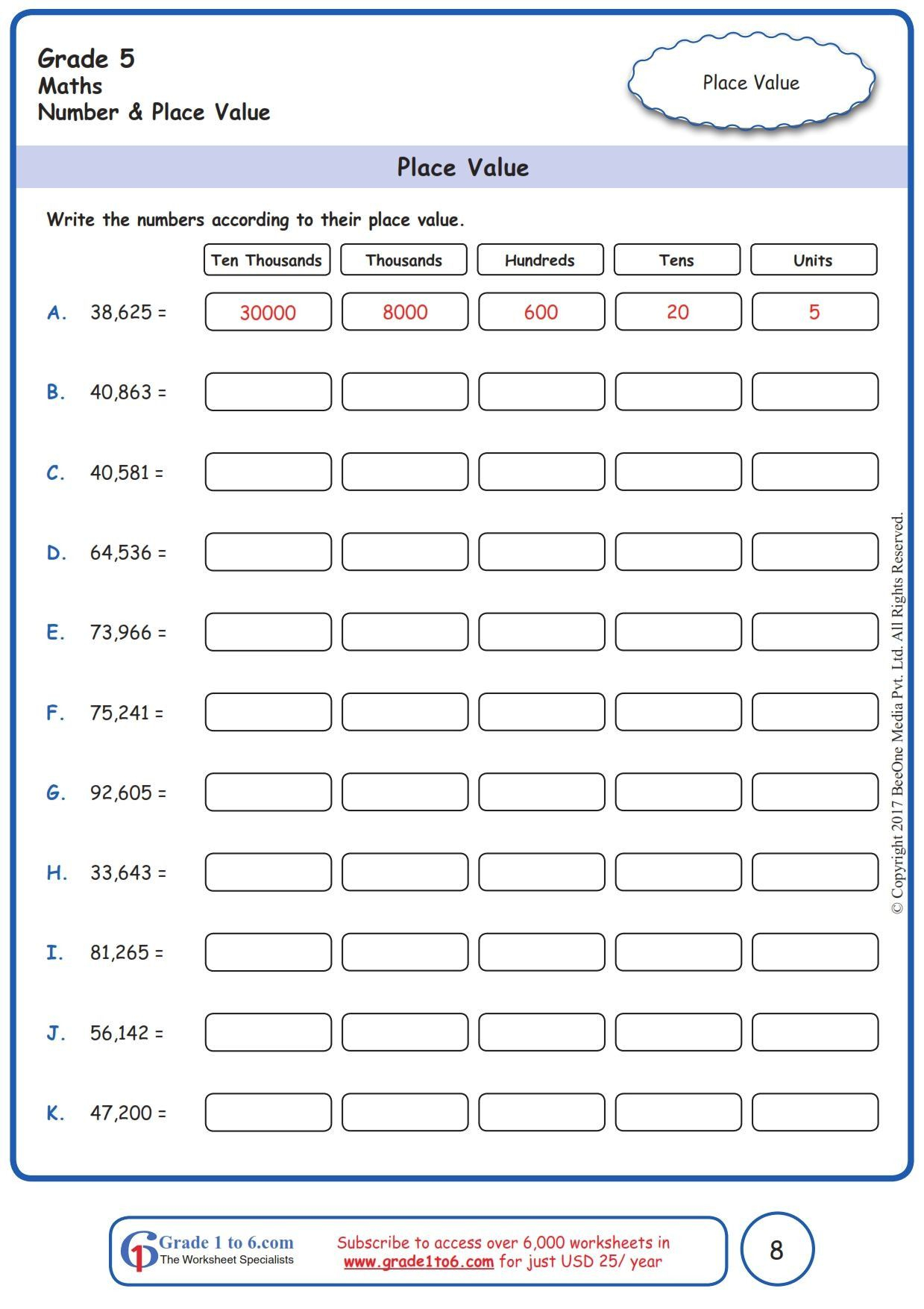 35 Math Place Value Worksheets Download