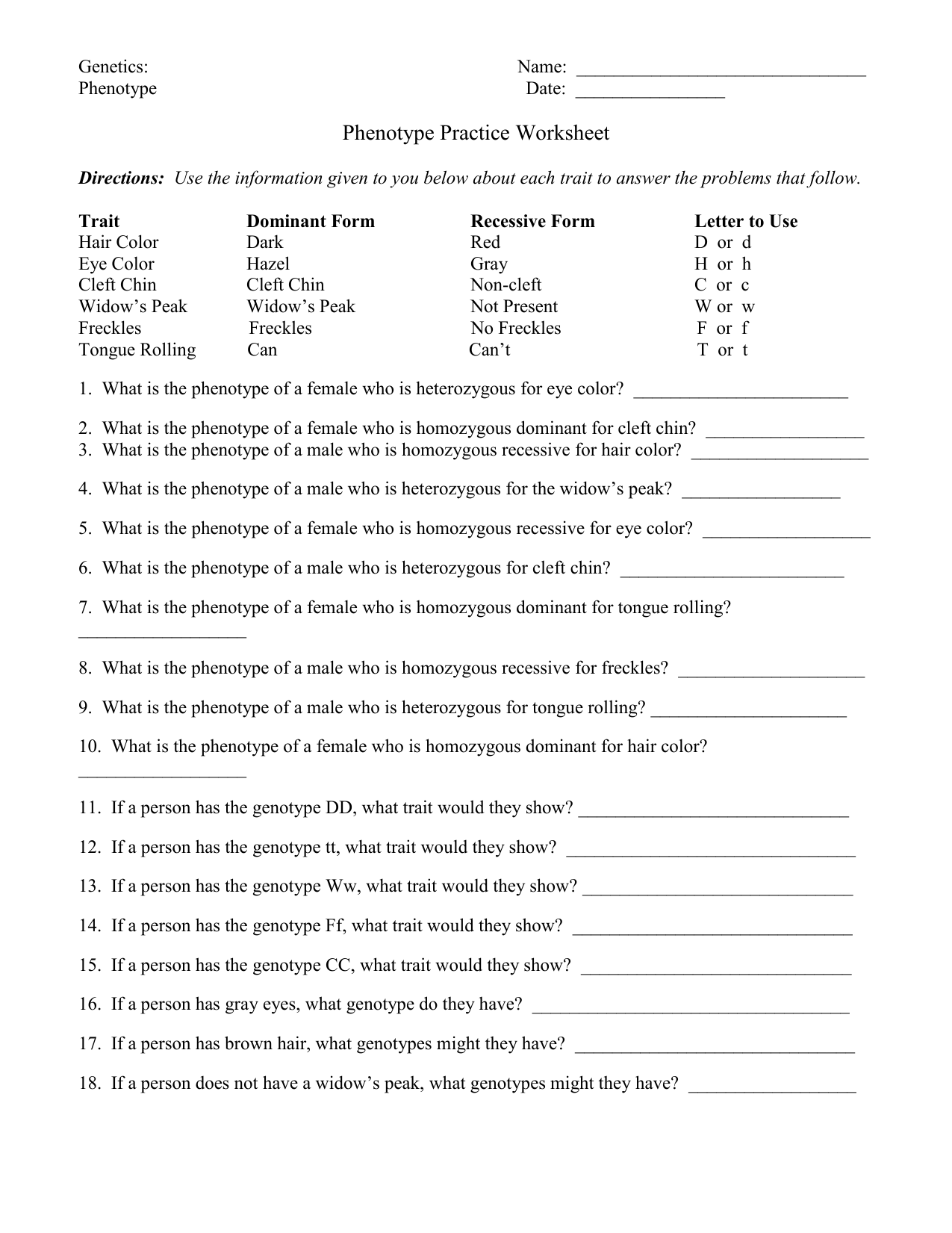 35 Monohybrid Worksheet Answers Pdf