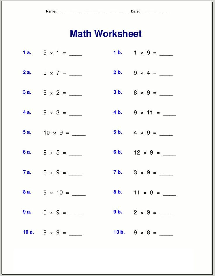 35 Nine Times Table Worksheet Download