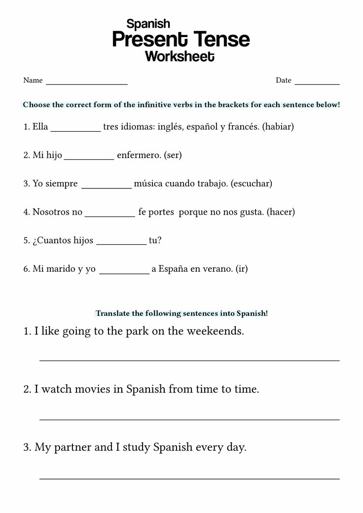 35 Printable Spanish Worksheets Download