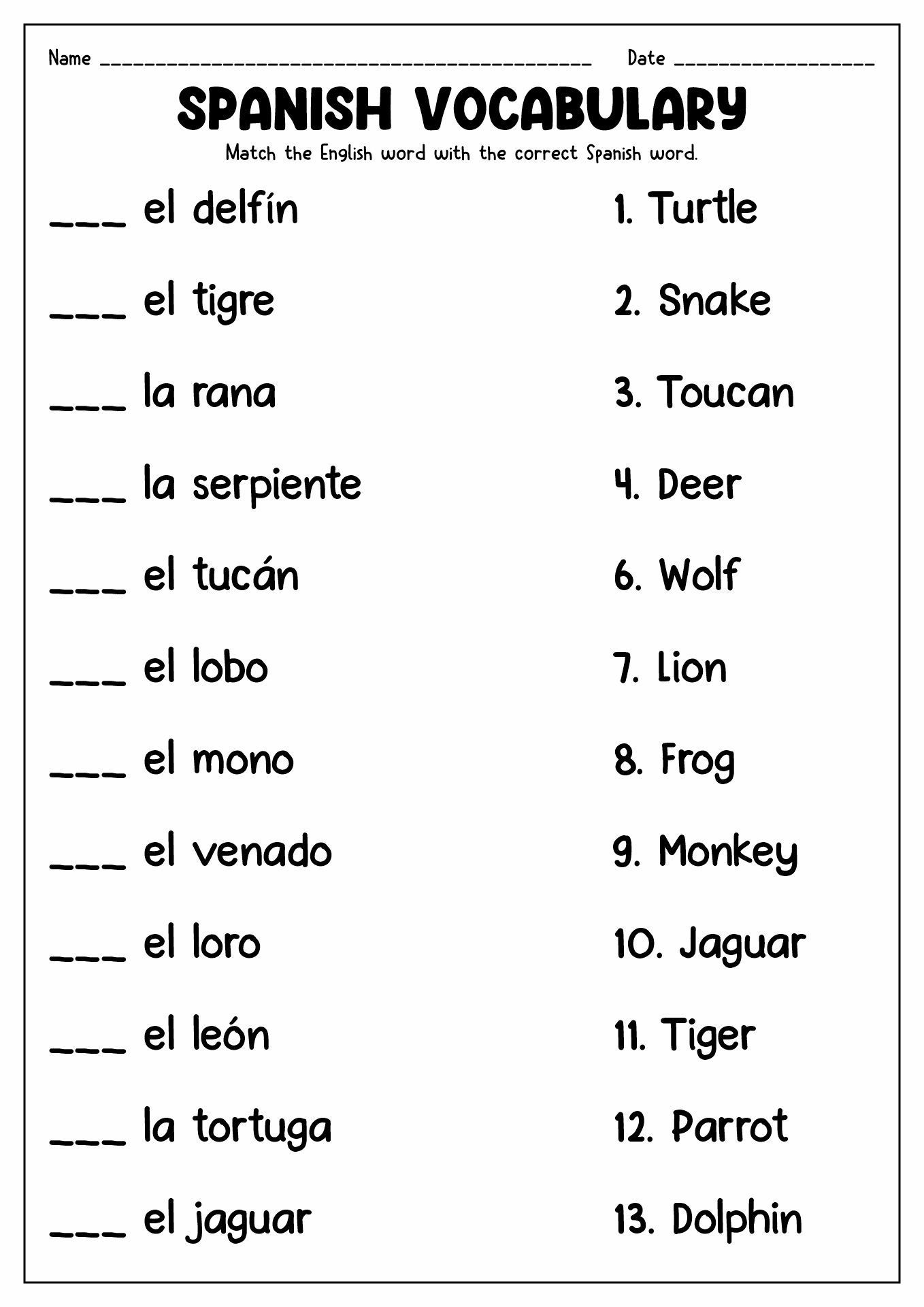 35 Printable Spanish Worksheets Free