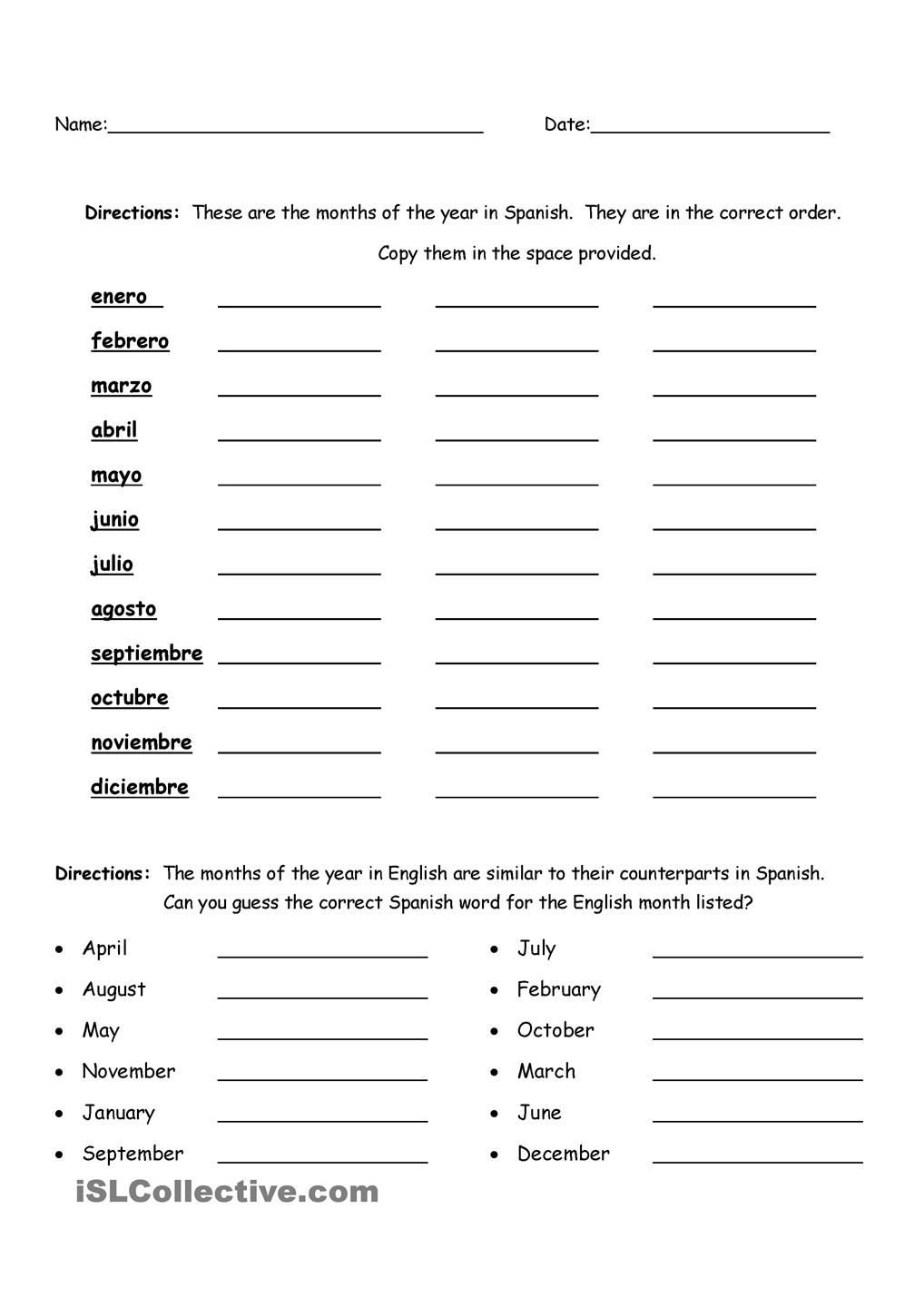 35 Printable Spanish Worksheets Pdf