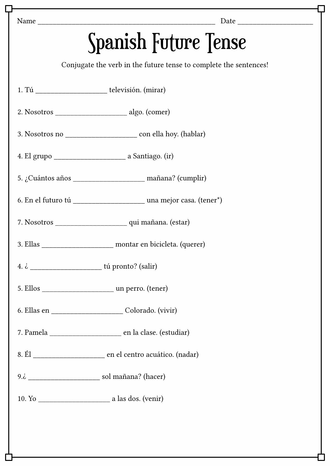 35 Printable Spanish Worksheets Pdf