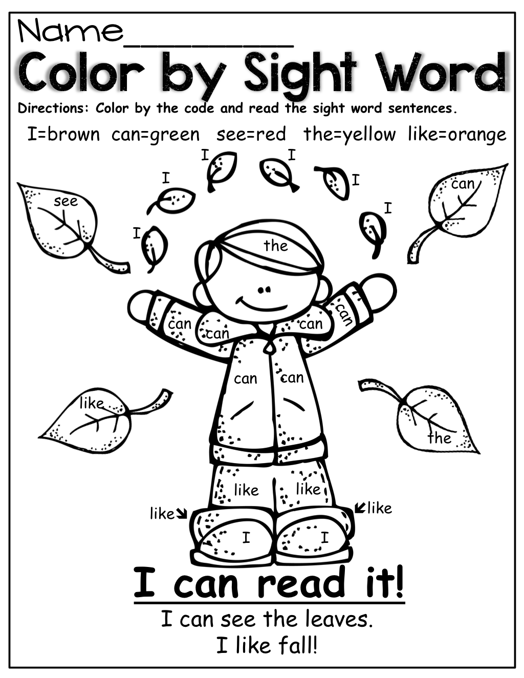 35 Sight Words Colouring Worksheets Download