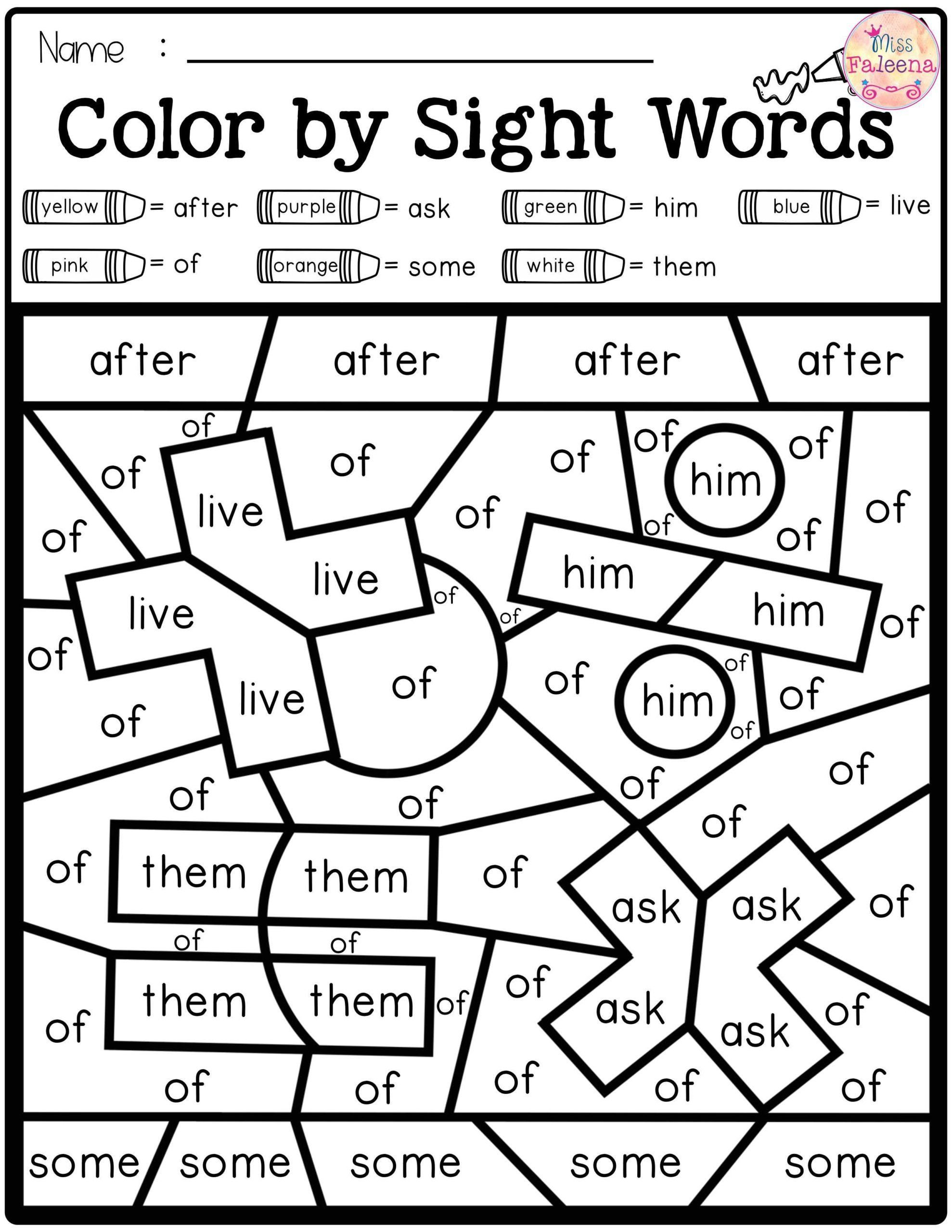 35 Sight Words Colouring Worksheets Download