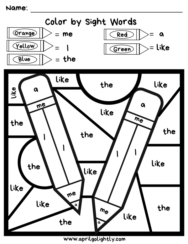 35 Sight Words Colouring Worksheets Pdf