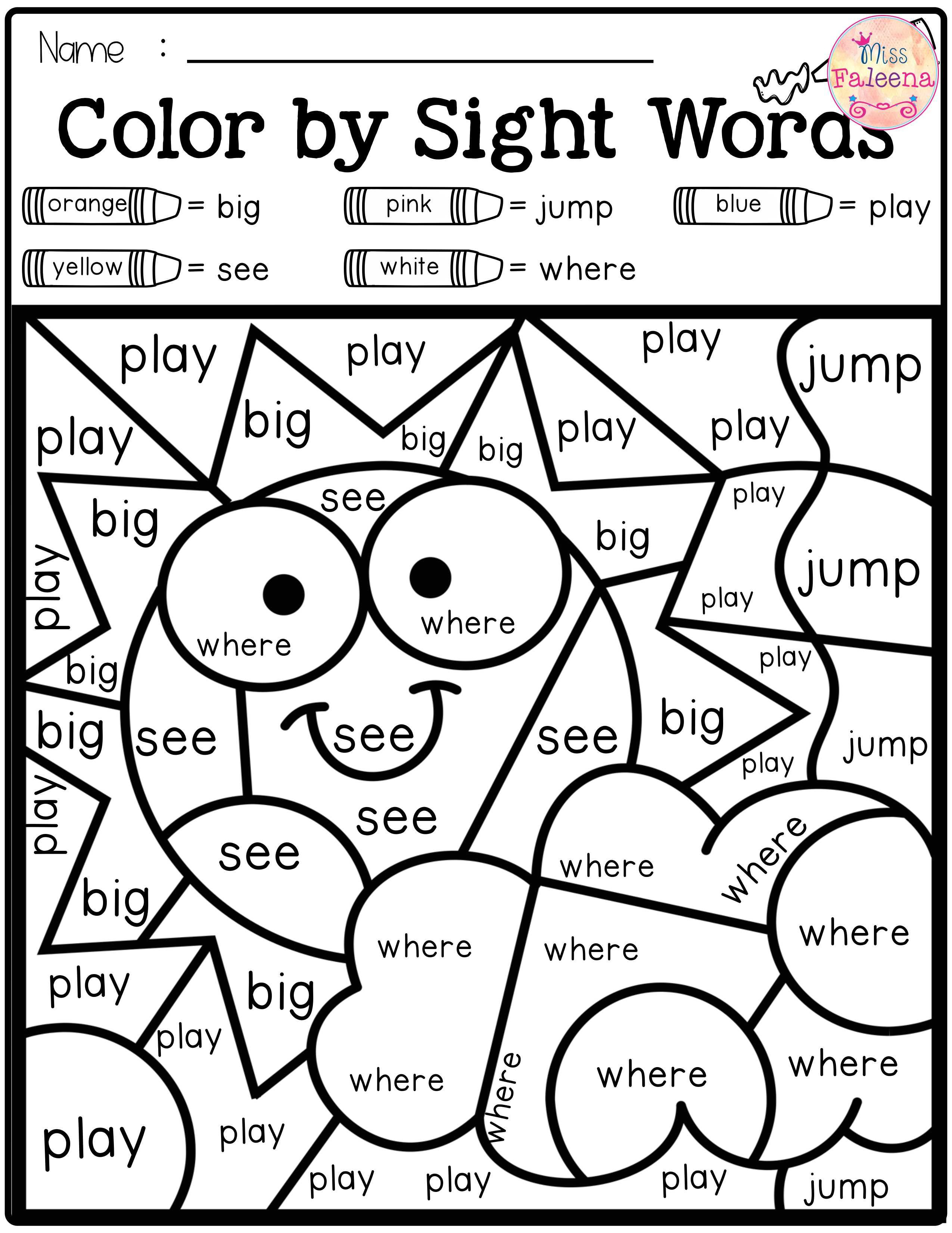 35 Sight Words Colouring Worksheets Pdf