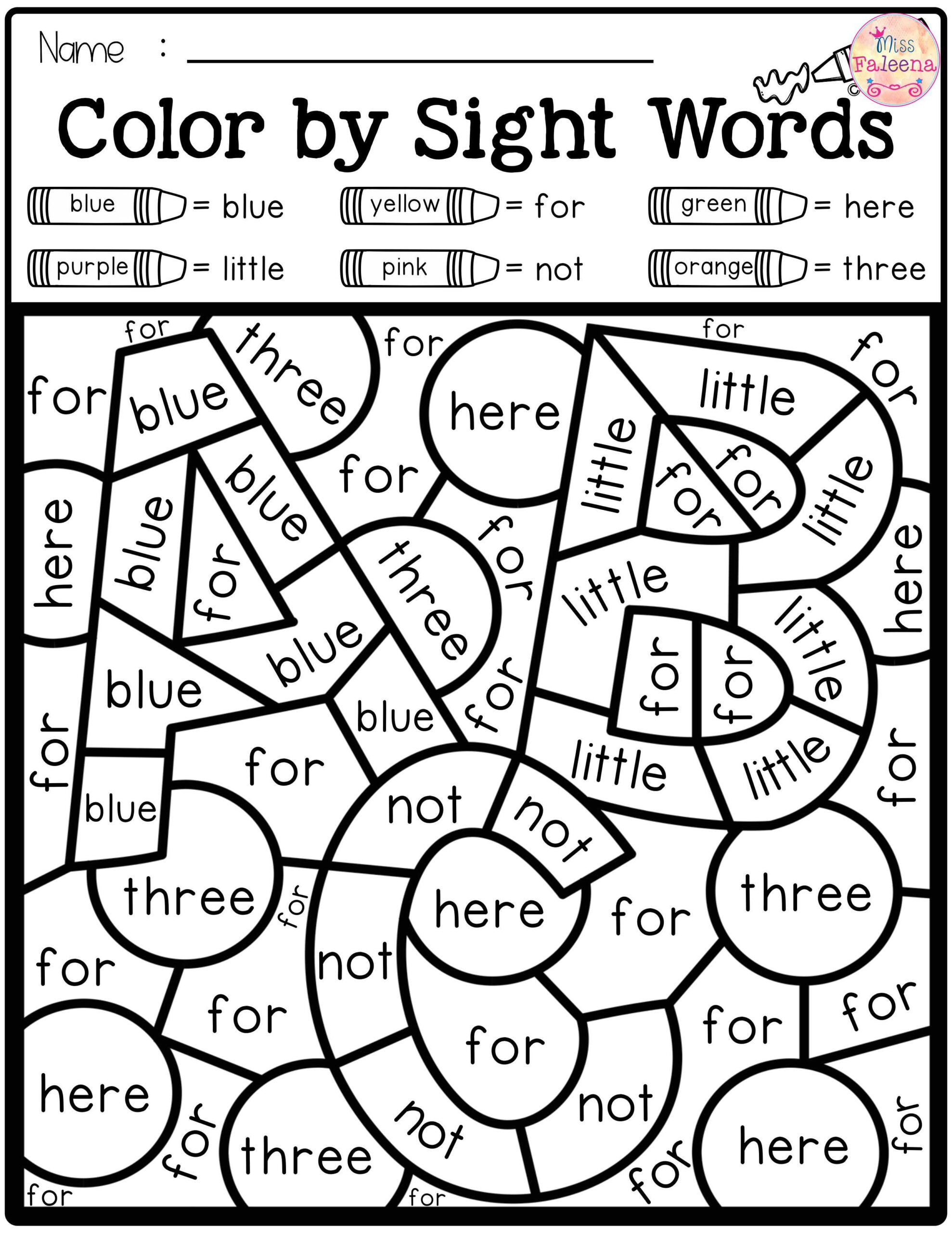 35 Sight Words Colouring Worksheets Pdf