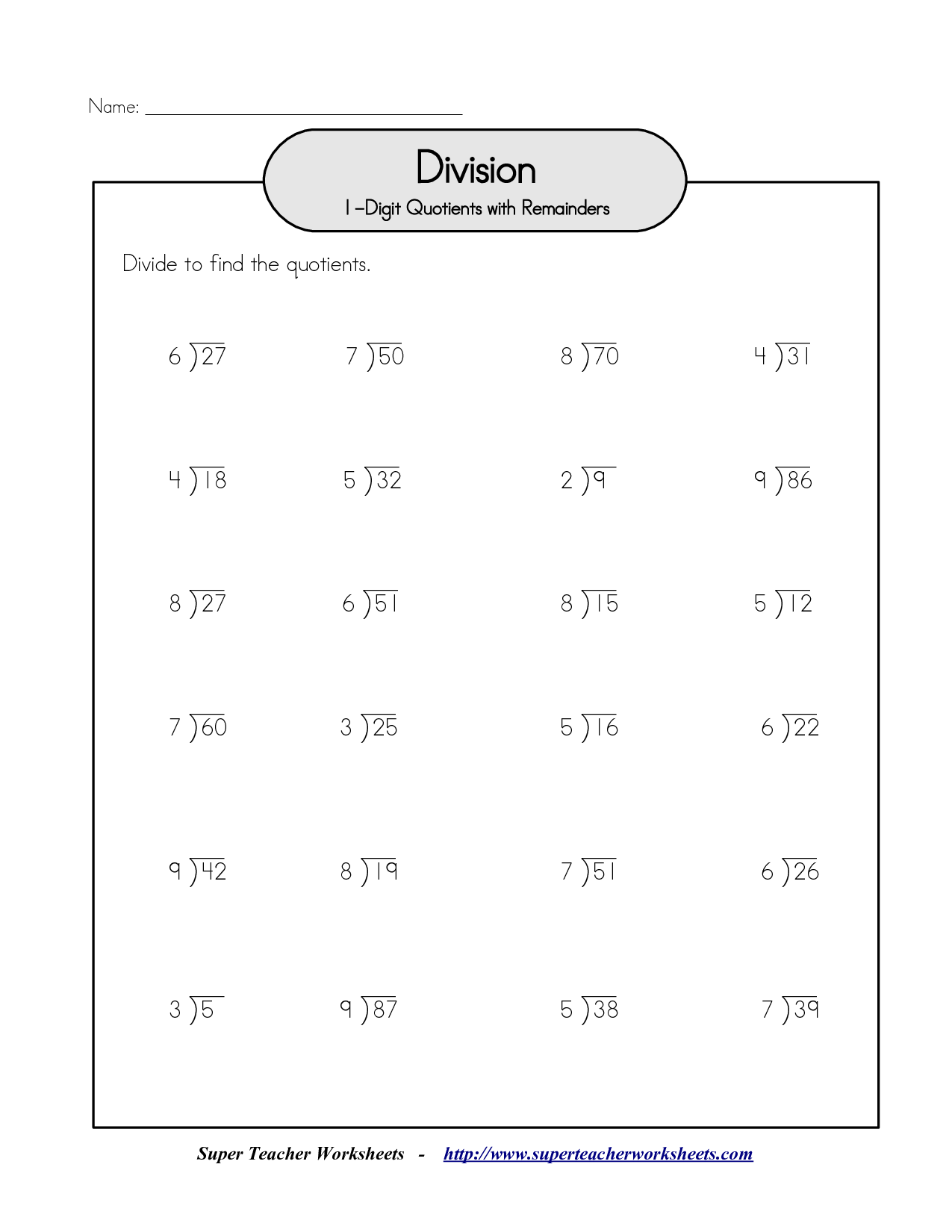 35 Simple Division Worksheets Pdf Download