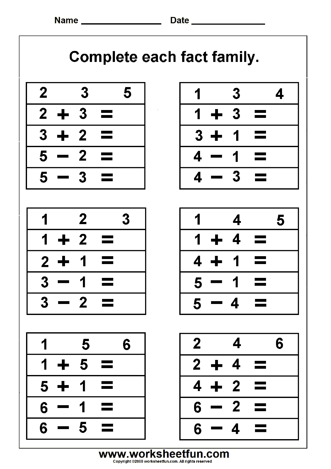 30 1St Grade Math Facts Worksheets