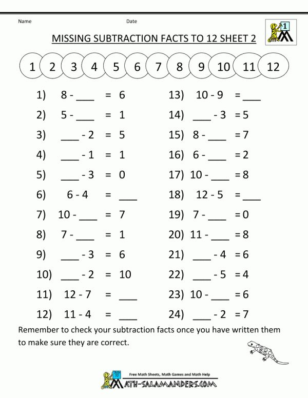 30 1St Grade Math Facts Worksheets