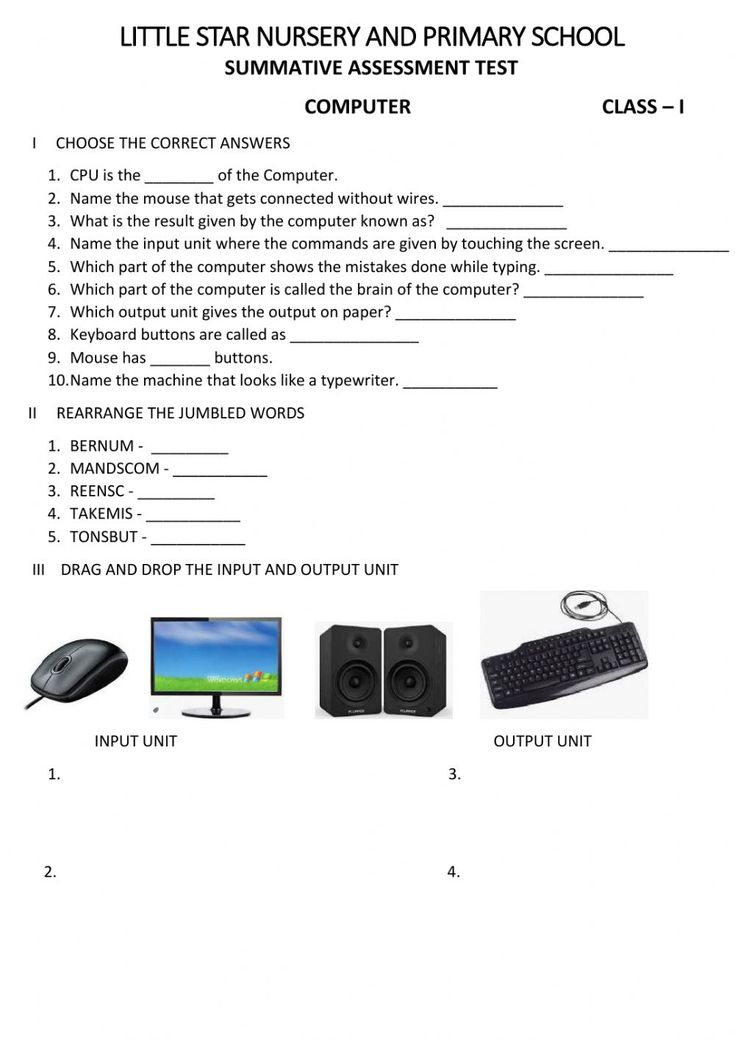 30 1St Grade Worksheets Computer