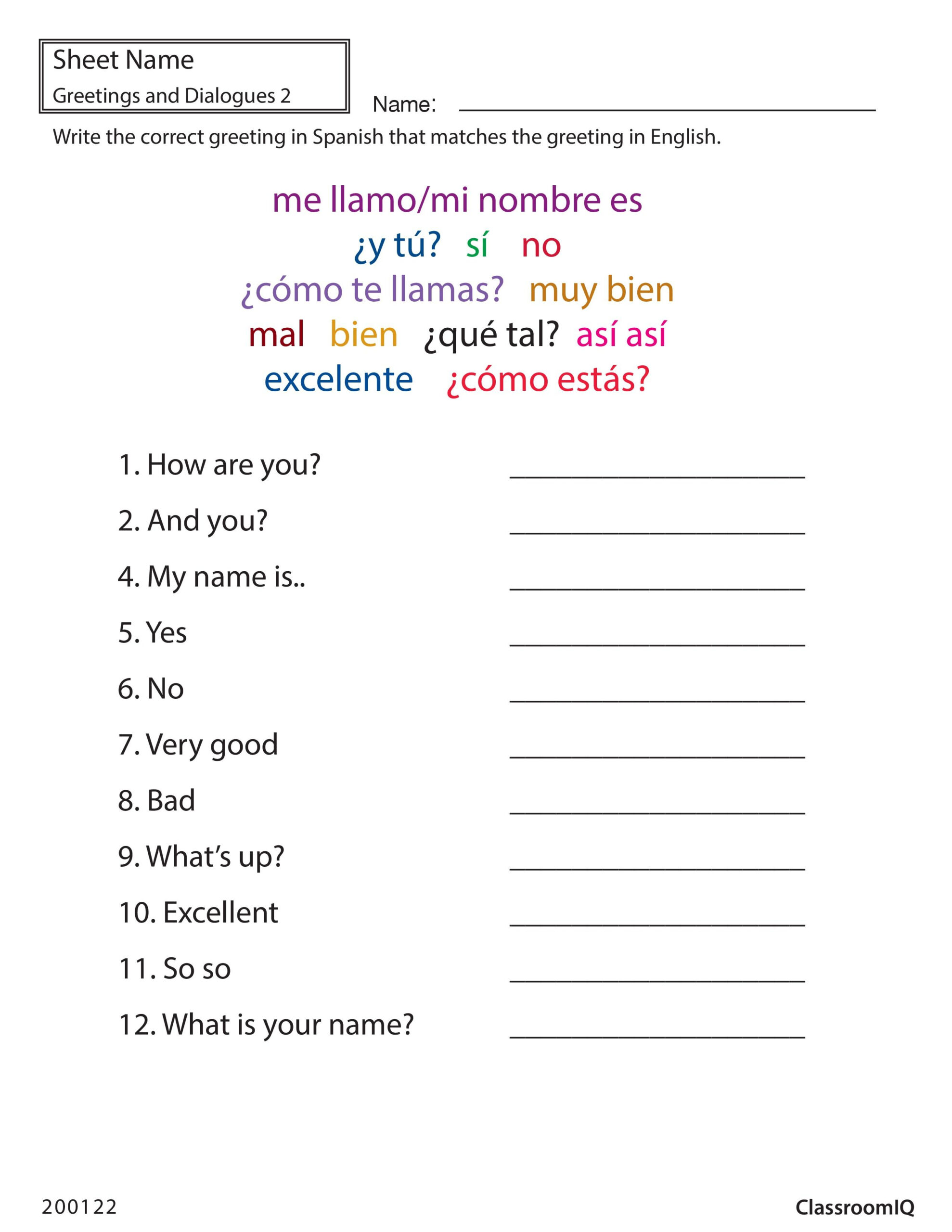 30 1St Grade Worksheets In Spanish