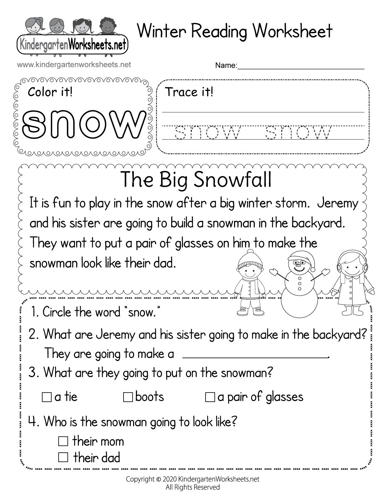 30 1St Grade Worksheets Winter