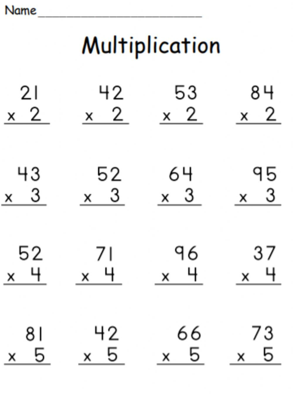 30 2 Digit Multiplication Worksheets For Grade 1