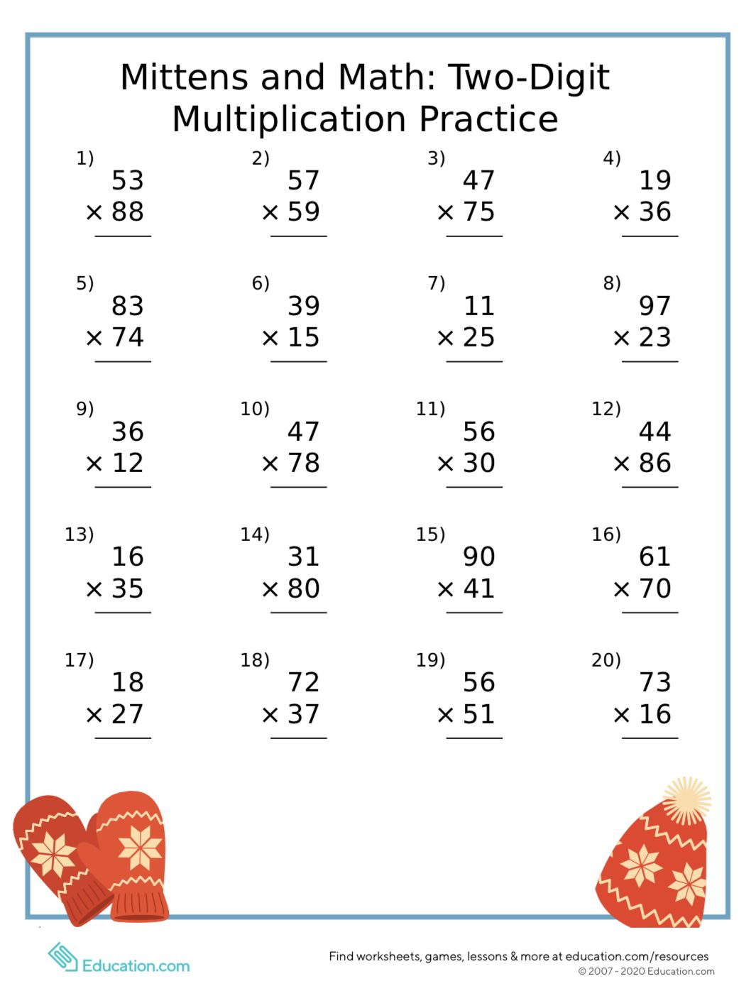 30 2 Digit Multiplication Worksheets For Grade 1