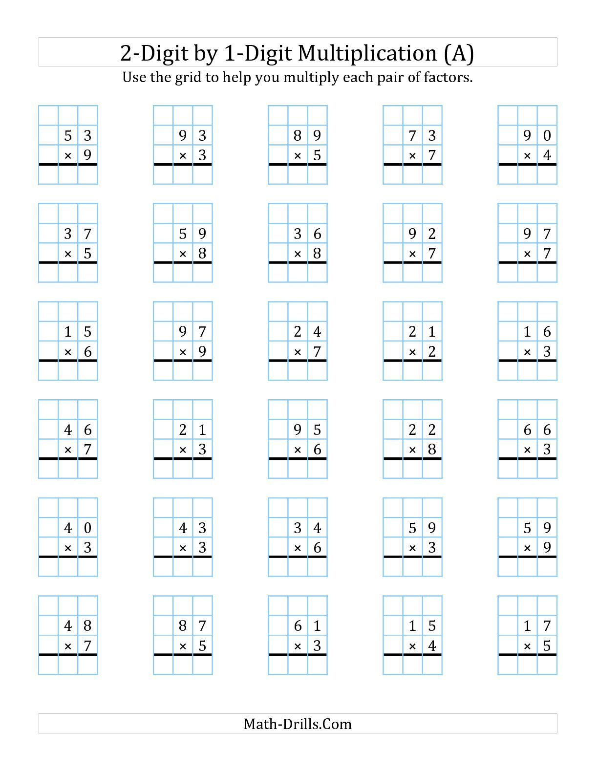 30 2 Digit Multiplication Worksheets For Grade 1