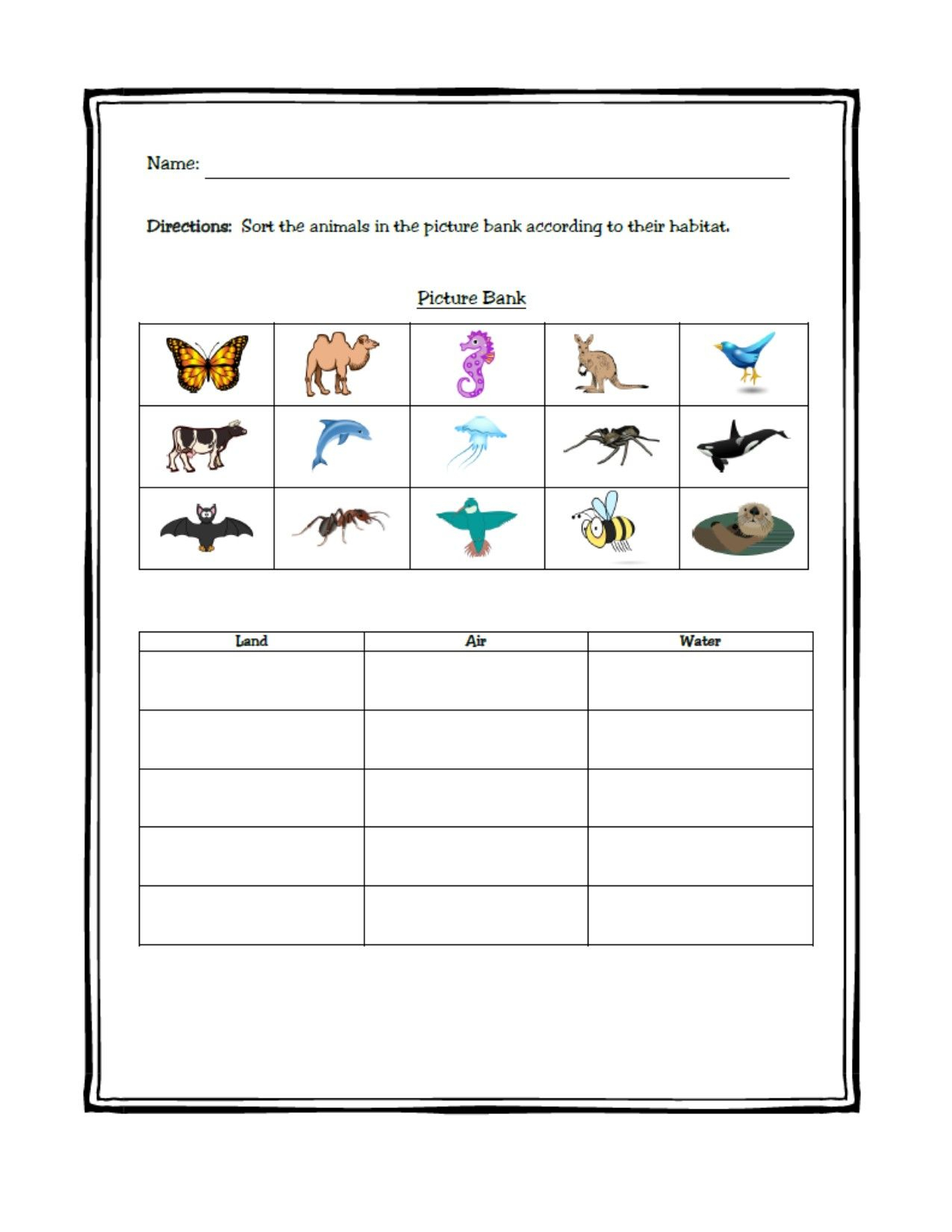 30 Animals And Their Habitats Worksheets Kindergarten