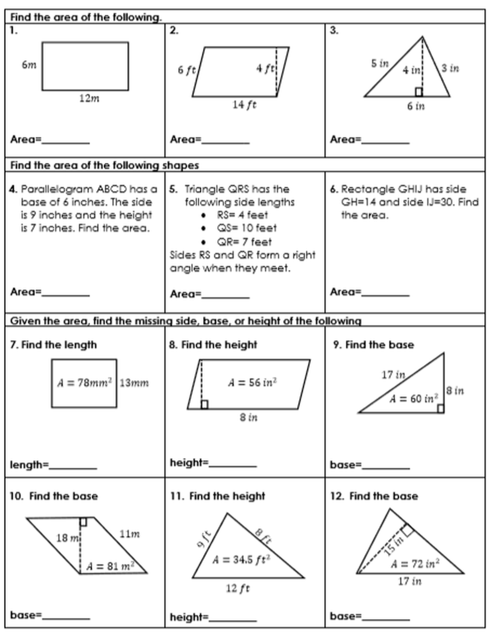 30 Area And Perimeter Worksheets Triangle