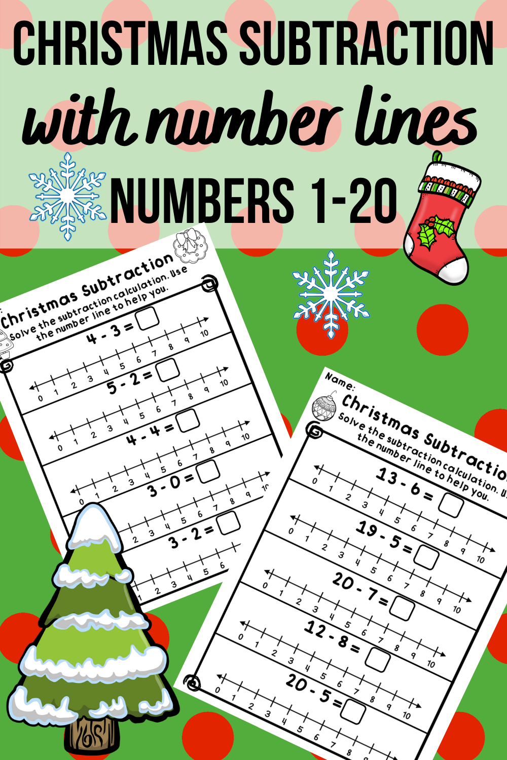 30 Christmas Subtraction Worksheets Kindergarten