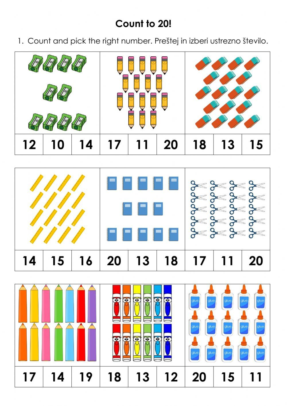 30 Counting Worksheets For Kindergarten 1-20 Number