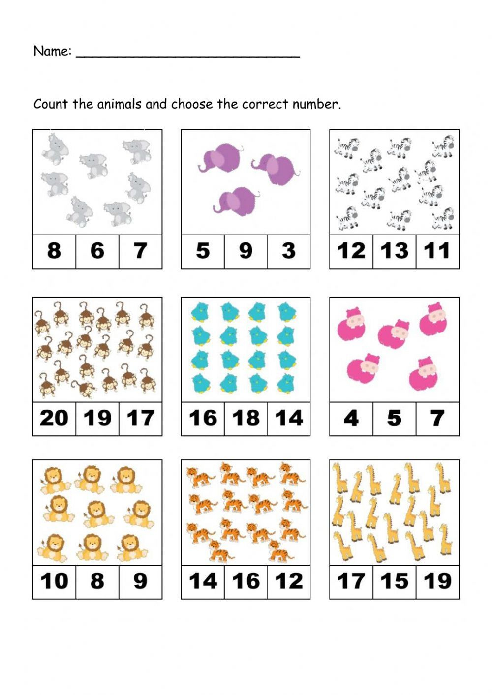 30 Counting Worksheets For Kindergarten 1-20 Number