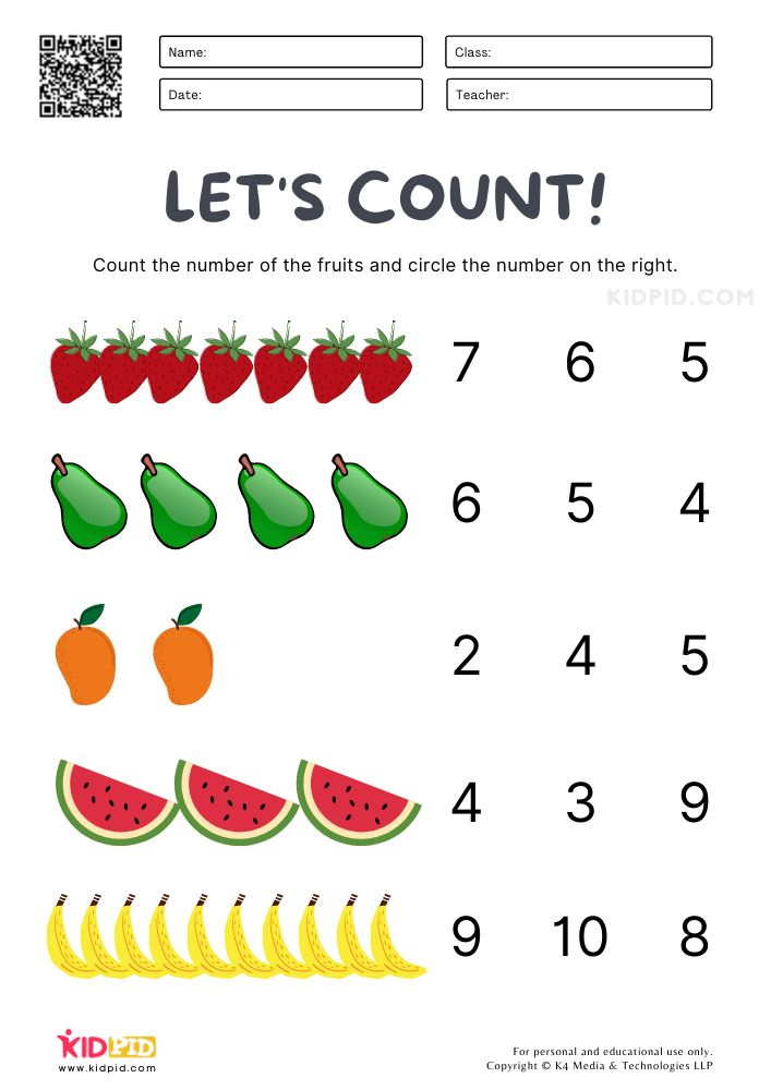 30 Counting Worksheets For Kindergarten 1-20 Number