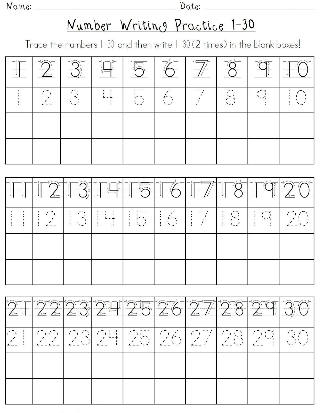 30 Counting Worksheets For Kindergarten 1-20 Number