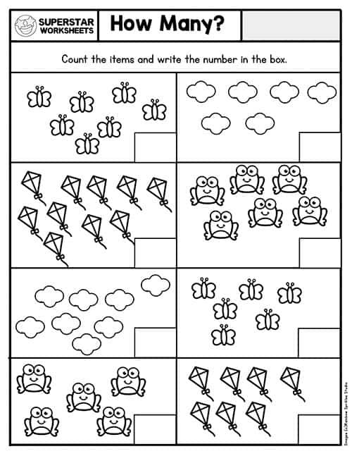 30 Counting Worksheets For Kindergarten 1-20 Number