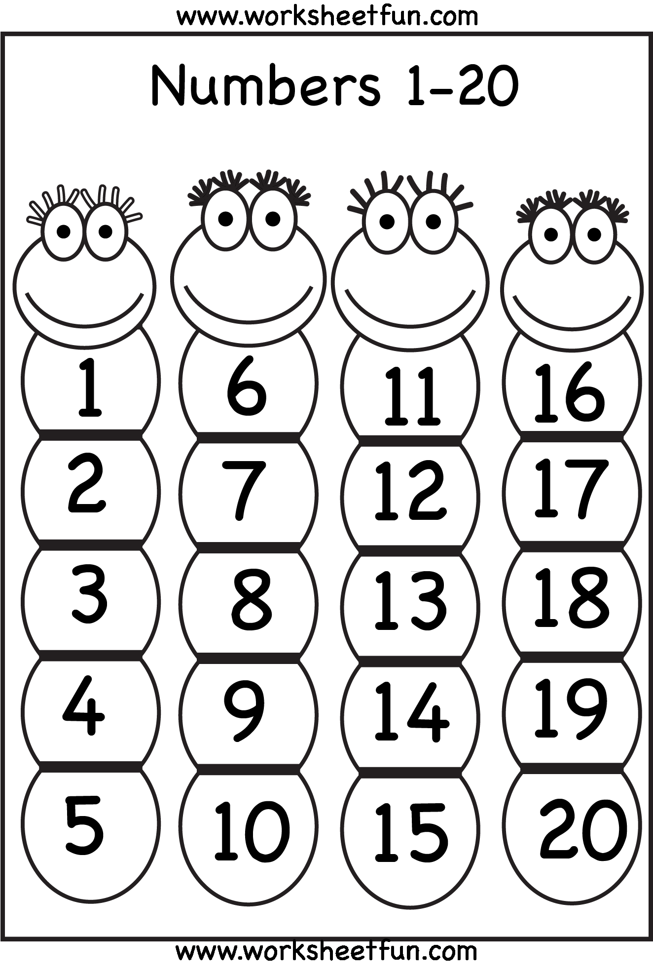 30 Counting Worksheets For Kindergarten 1-20 Number