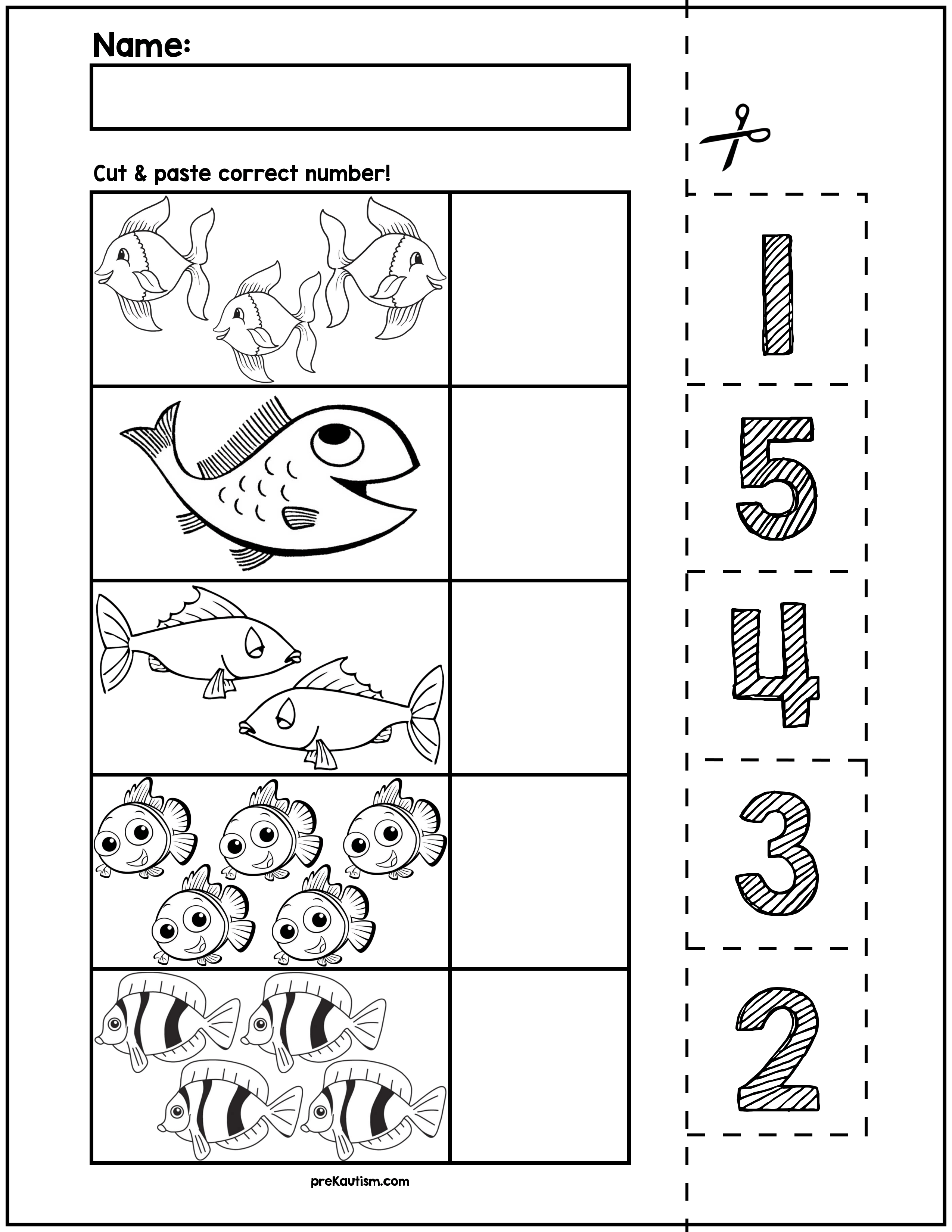 30 Cut And Paste Worksheets Numbers