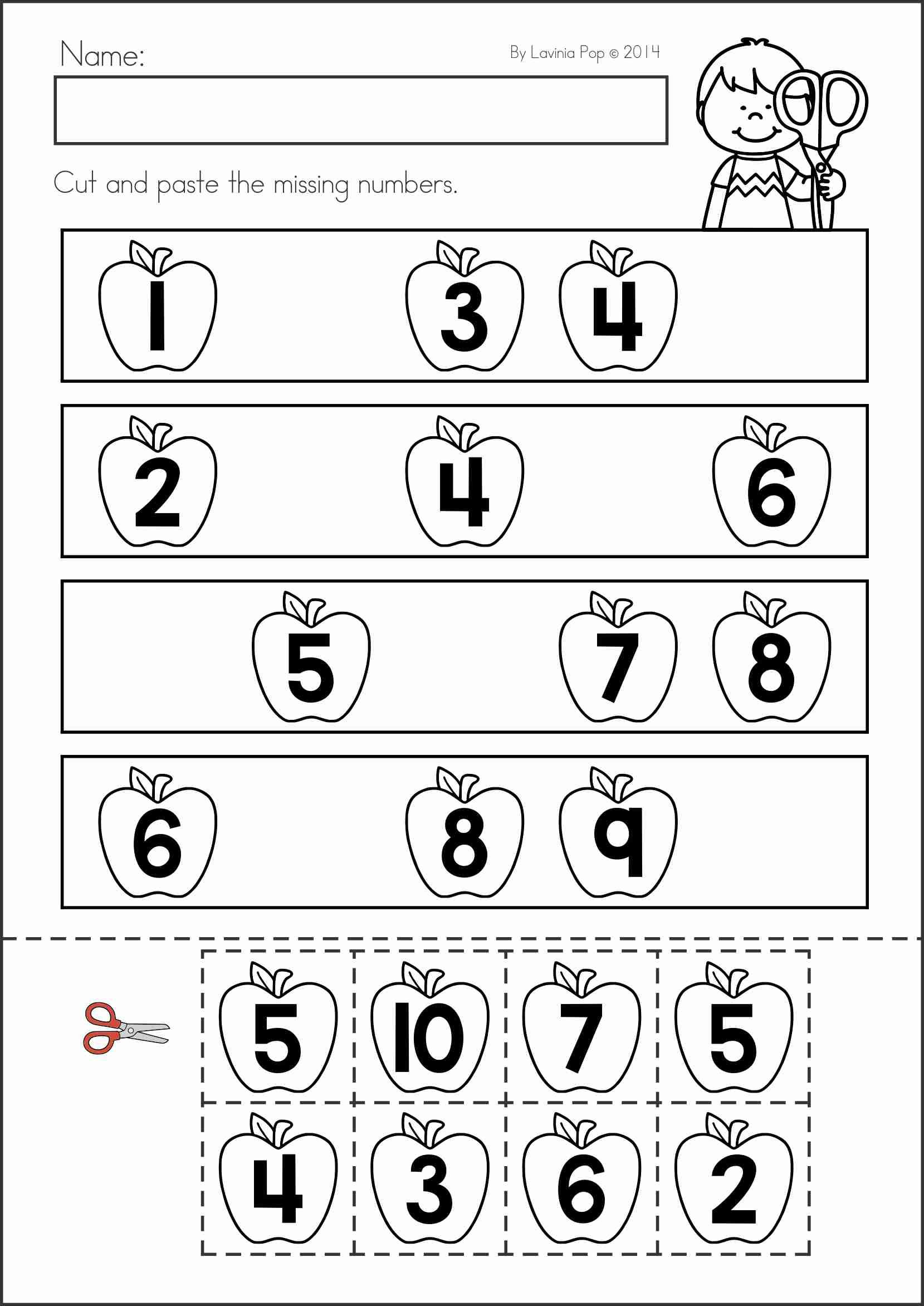 30 Cut And Paste Worksheets Numbers