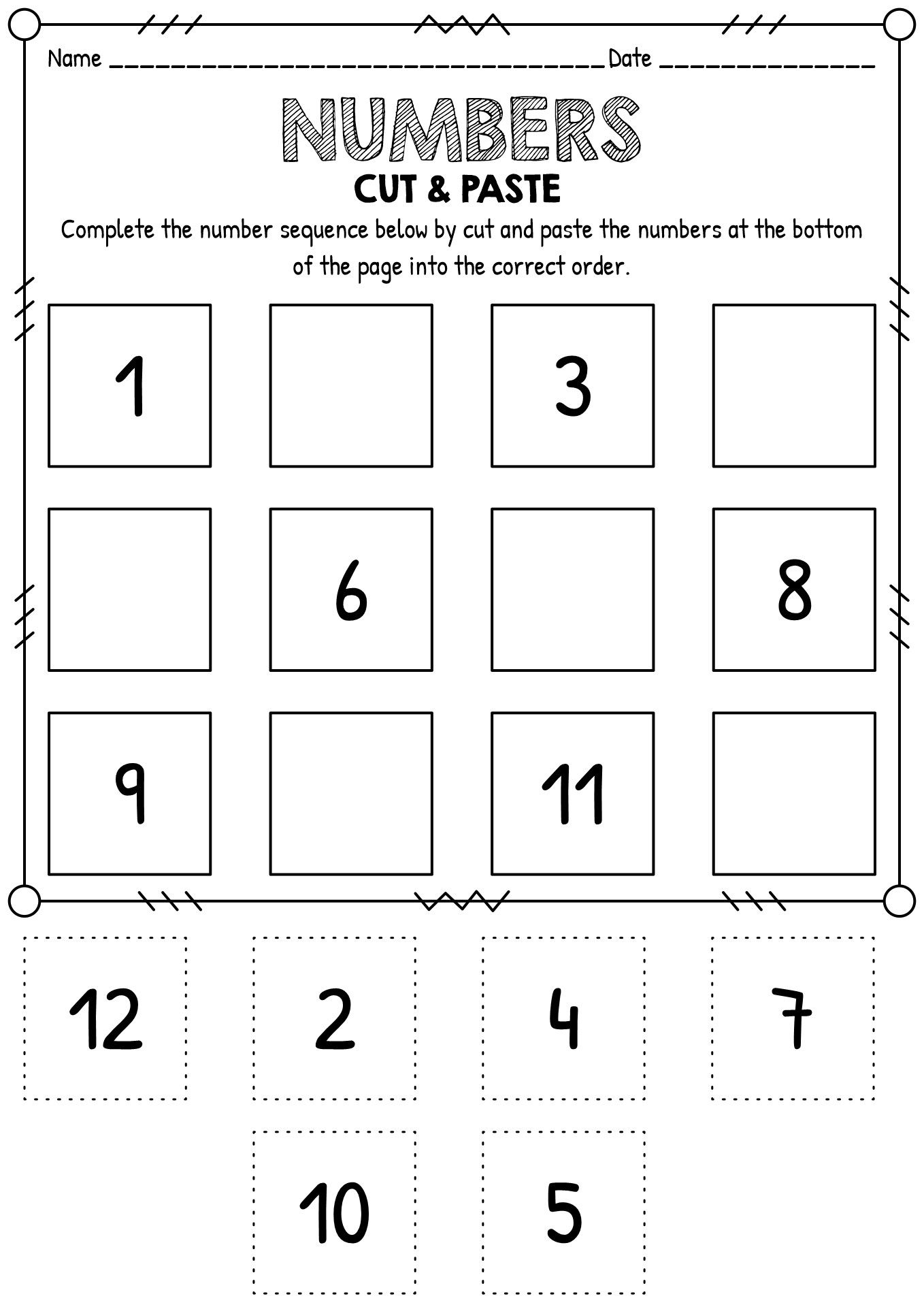 30 Cut And Paste Worksheets Numbers