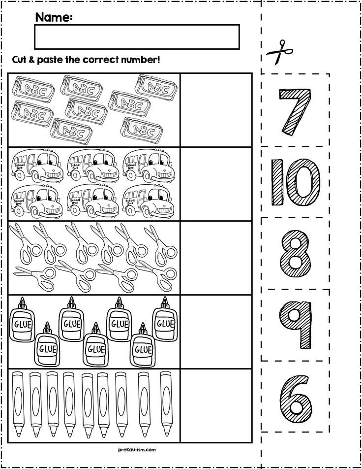 30 Cut And Paste Worksheets Numbers