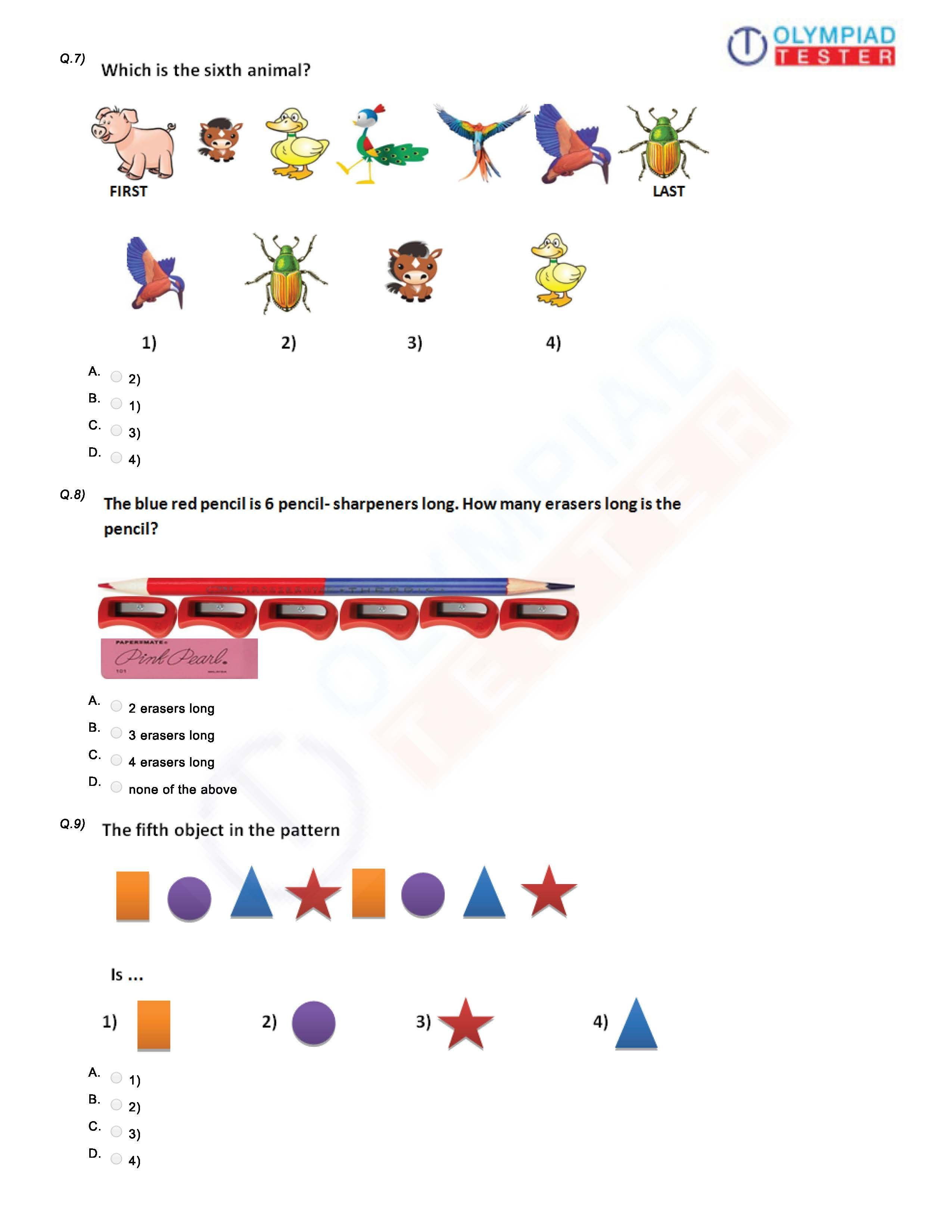 30 English Olympiad Worksheets Grade 1