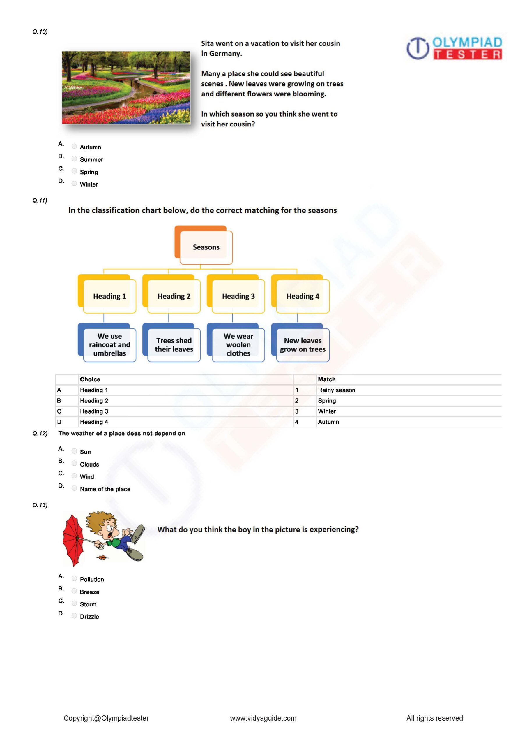 30 English Olympiad Worksheets Grade 1