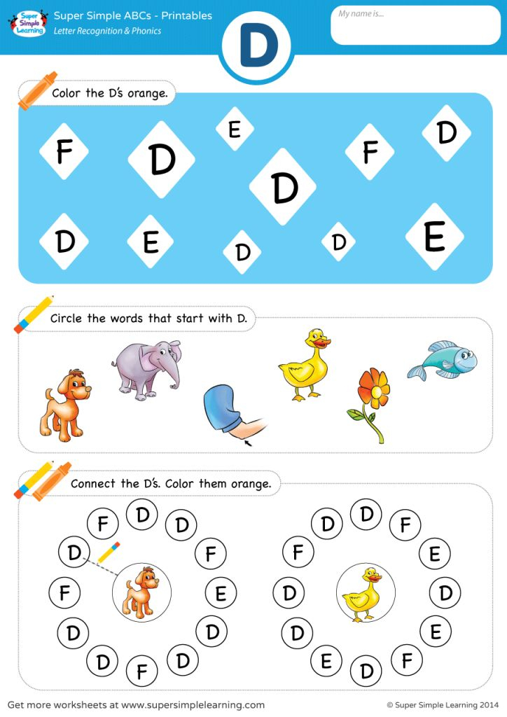 30 English Worksheets For Kindergarten On Alphabet D