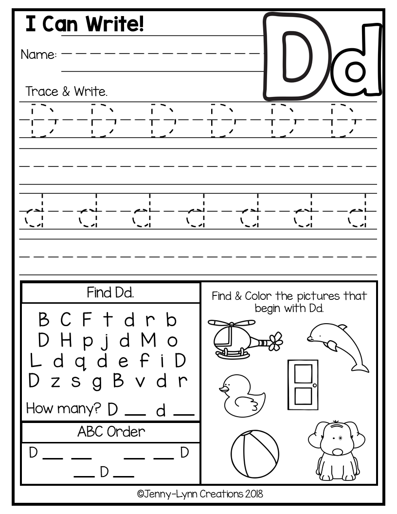 30 English Worksheets For Kindergarten On Alphabet D