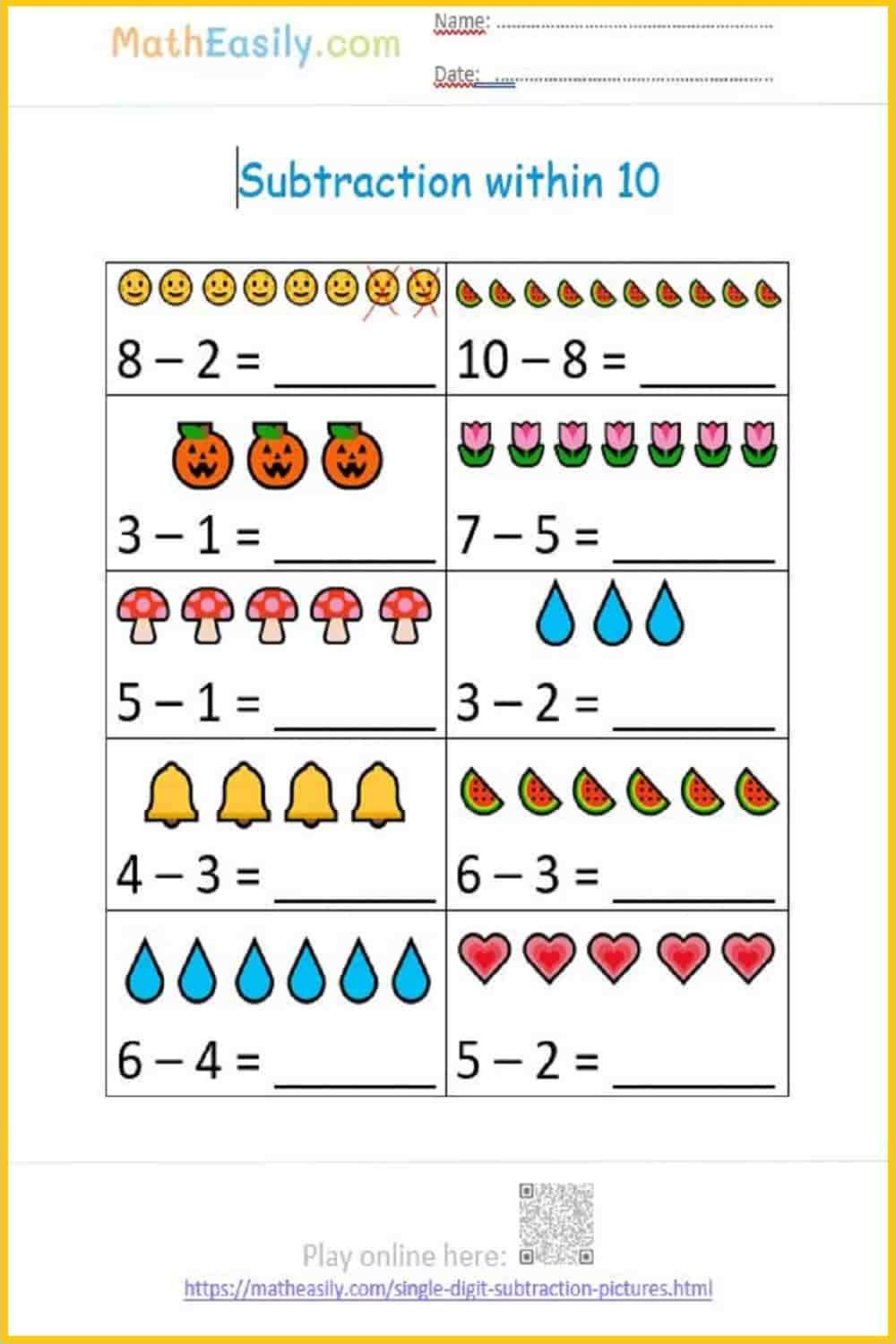 30 Fun Subtraction Worksheets For Kindergarten