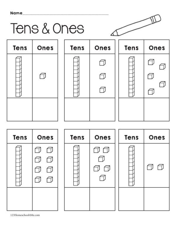 30 Grade 1 Math Worksheets Tens And Ones