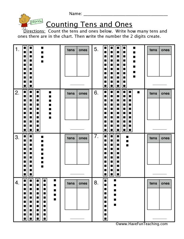 30 Grade 1 Math Worksheets Tens And Ones