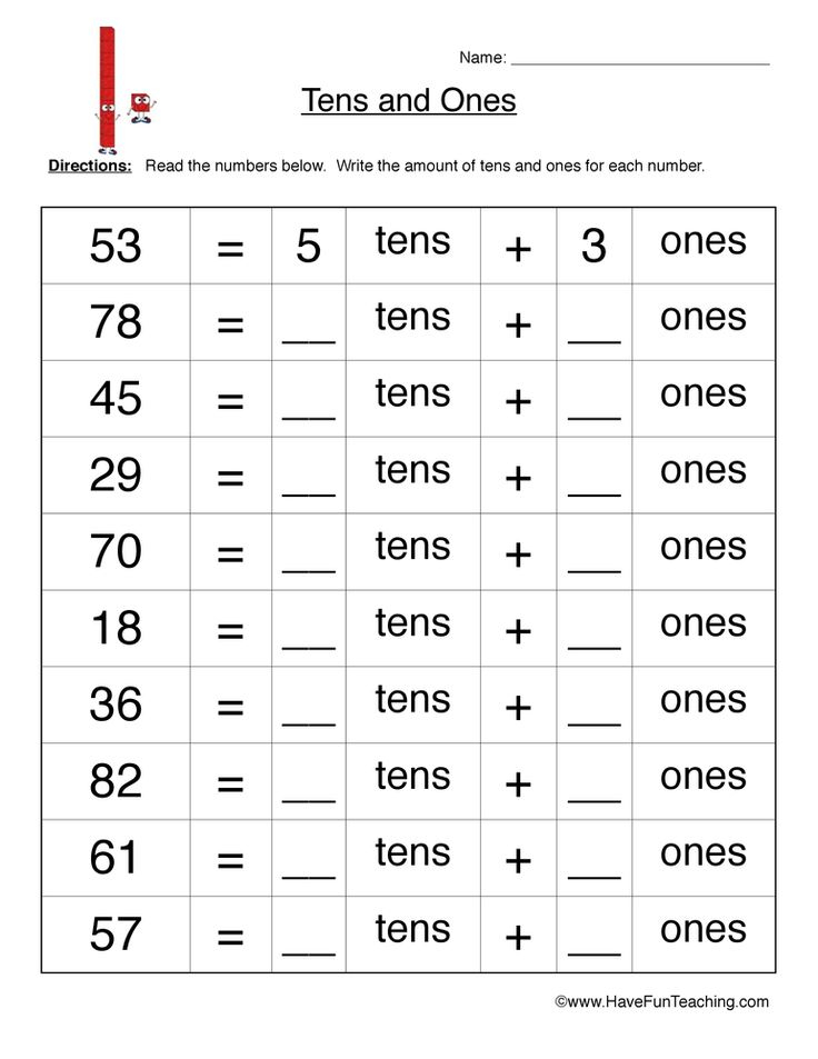 30 Grade 1 Math Worksheets Tens And Ones