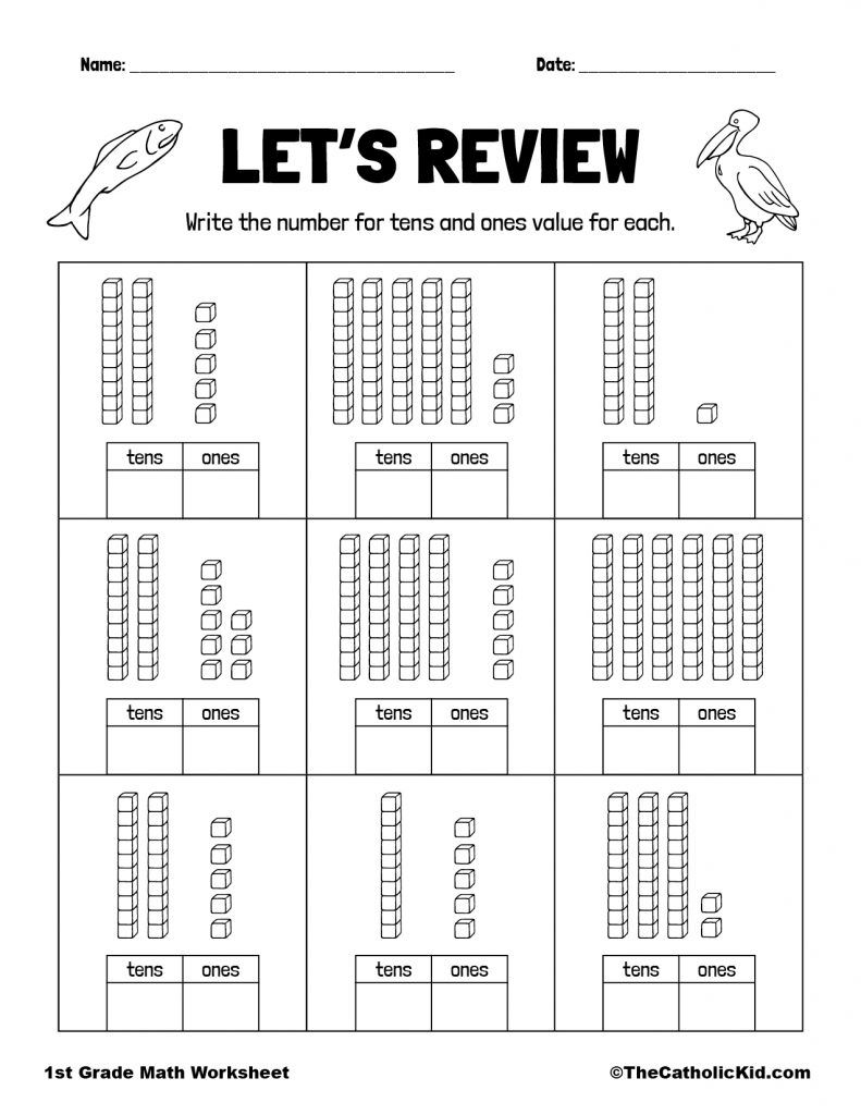 30 Grade 1 Math Worksheets Tens And Ones